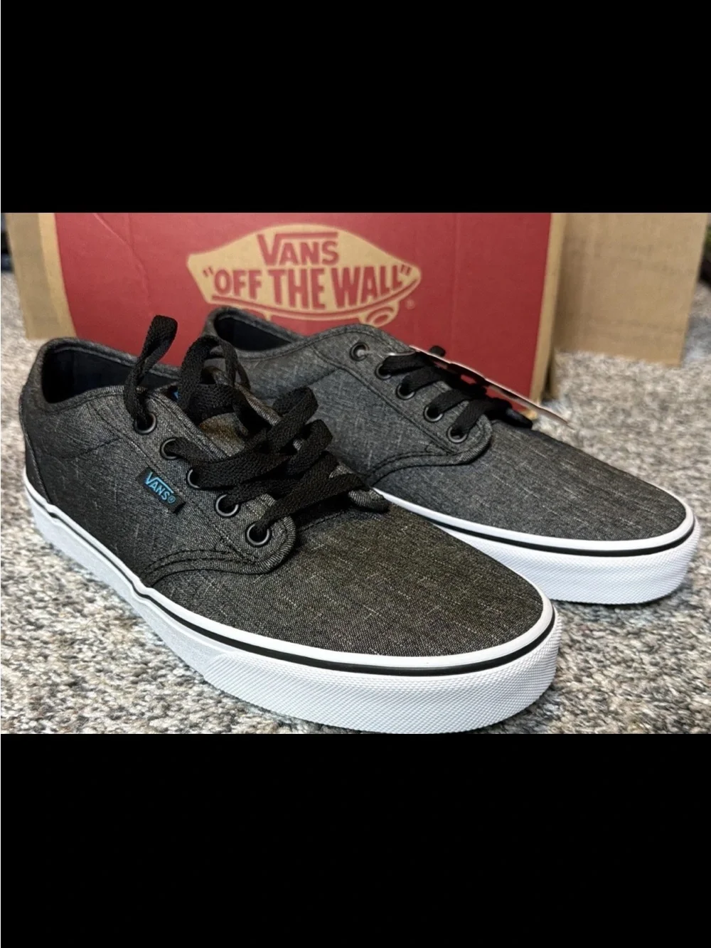 Vans Men’s Black Canvas Low-Top Sneakers with White Sole